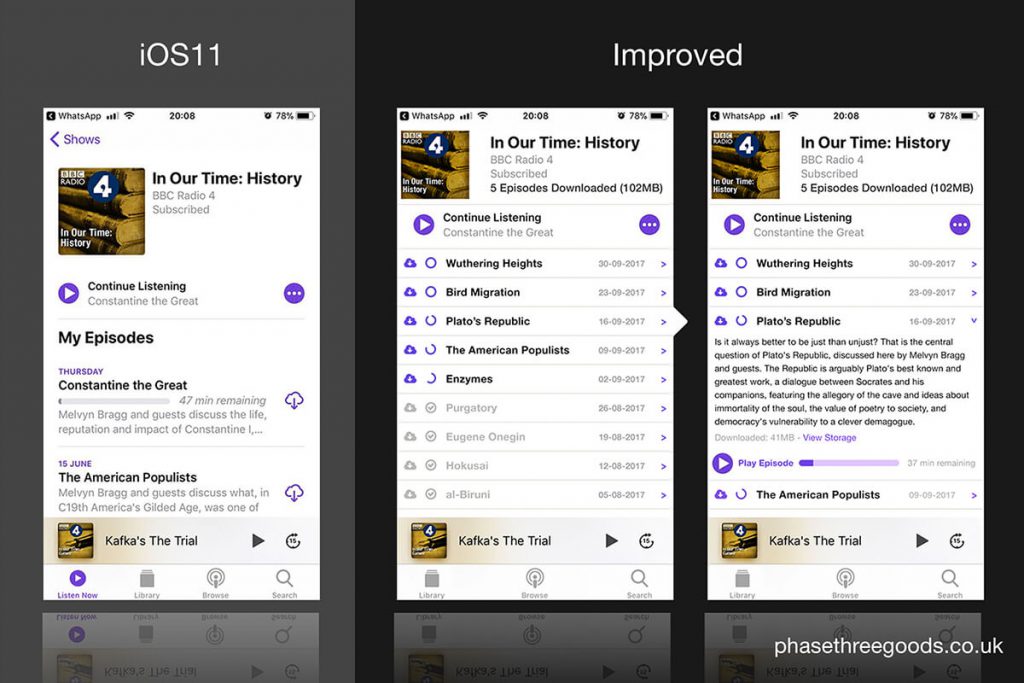 Apple iOS Podcast App UI - Station